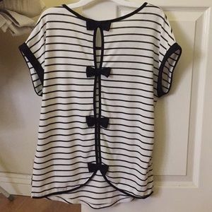 Stripe knit top w/ bow details on the back size S